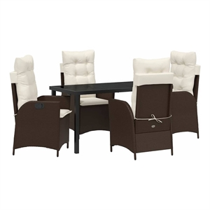 Afuera Living 5 Piece Poly Rattan Garden Dining Set with Cushions in Black