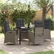 Afuera Living 5 Piece Poly Rattan Garden Dining Set with Cushions in Black