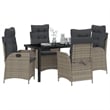 Afuera Living 5 Piece Poly Rattan Garden Dining Set with Cushions in Black