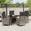 Afuera Living 5 Piece Poly Rattan Garden Dining Set with Cushions in Black