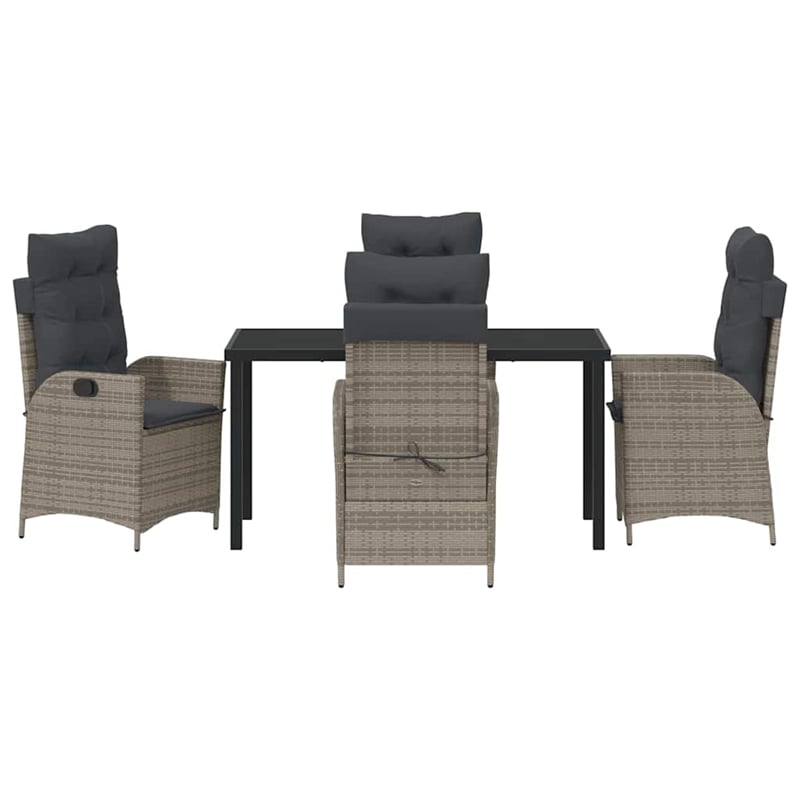 Afuera Living 5 Piece Poly Rattan Garden Dining Set with Cushions in Black