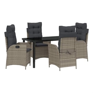 Afuera Living 5 Piece Poly Rattan Garden Dining Set with Cushions in Black
