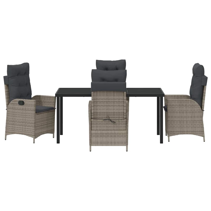 Afuera Living 5 Piece Poly Rattan Garden Dining Set with Cushions in Black