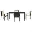 Afuera Living 5 Piece Poly Rattan Garden Dining Set with Cushions in Black