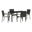 Afuera Living 5 Piece Poly Rattan Garden Dining Set with Cushions in Black