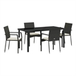 Afuera Living 5 Piece Poly Rattan Garden Dining Set with Cushions in Black