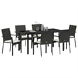 Afuera Living 7 Piece Poly Rattan Garden Dining Set with Cushions in Black