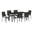 Afuera Living 7 Piece Poly Rattan Garden Dining Set with Cushions in Black