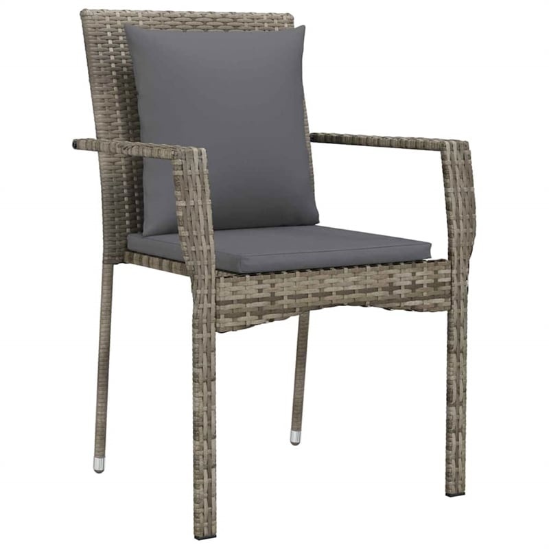 Afuera Living 5 Piece Poly Rattan Garden Dining Set with Cushions in Gray
