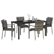 Afuera Living 5 Piece Poly Rattan Garden Dining Set with Cushions in Gray