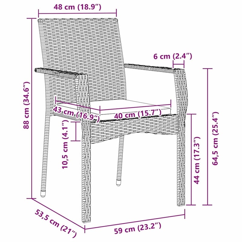 Afuera Living 5 Piece Poly Rattan Garden Dining Set with Cushions in Gray