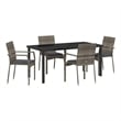 Afuera Living 5 Piece Poly Rattan Garden Dining Set with Cushions in Gray