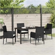 Afuera Living 5 Piece Poly Rattan Garden Dining Set with Cushions in Black