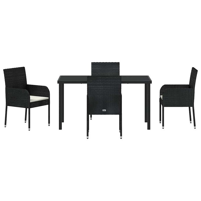 Afuera Living 5 Piece Poly Rattan Garden Dining Set with Cushions in Black