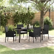 Afuera Living 5 Piece Poly Rattan Garden Dining Set with Cushions in Black
