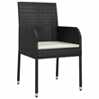 Afuera Living 5 Piece Poly Rattan Garden Dining Set with Cushions in Black