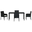 Afuera Living 5 Piece Poly Rattan Garden Dining Set with Cushions in Black