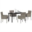 Afuera Living 5 Piece Poly Rattan Garden Dining Set with Cushions in Gray