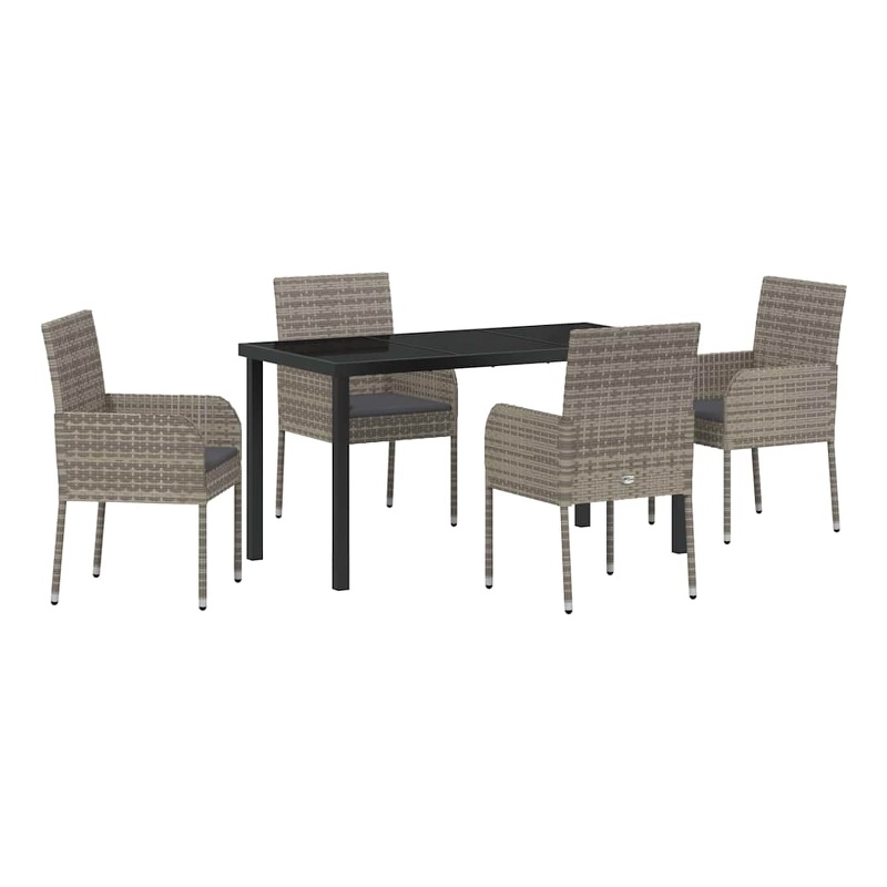 Afuera Living 5 Piece Poly Rattan Garden Dining Set with Cushions in Gray