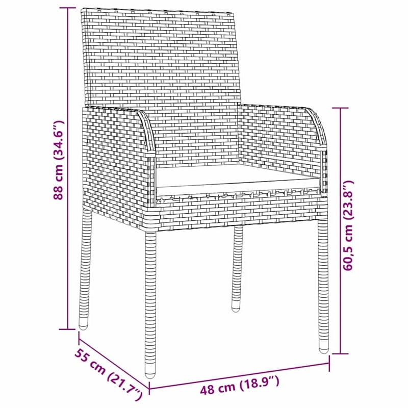 Afuera Living 5 Piece Poly Rattan Garden Dining Set with Cushions in Gray