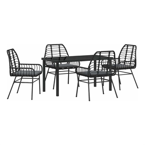 Afuera Living 5 Piece Poly Rattan Garden Dining Set in Black