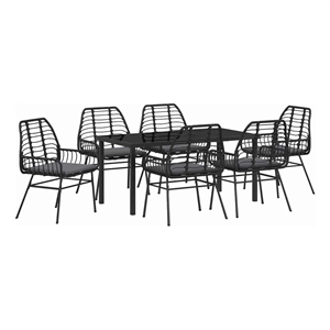 Afuera Living 7 Piece Poly Rattan Garden Dining Set in Black