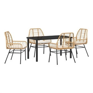 Afuera Living 5 Piece Poly Rattan Garden Dining Set in Brown
