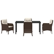 Afuera Living 5 Piece Poly Rattan Garden Dining Set with Cushions in Brown