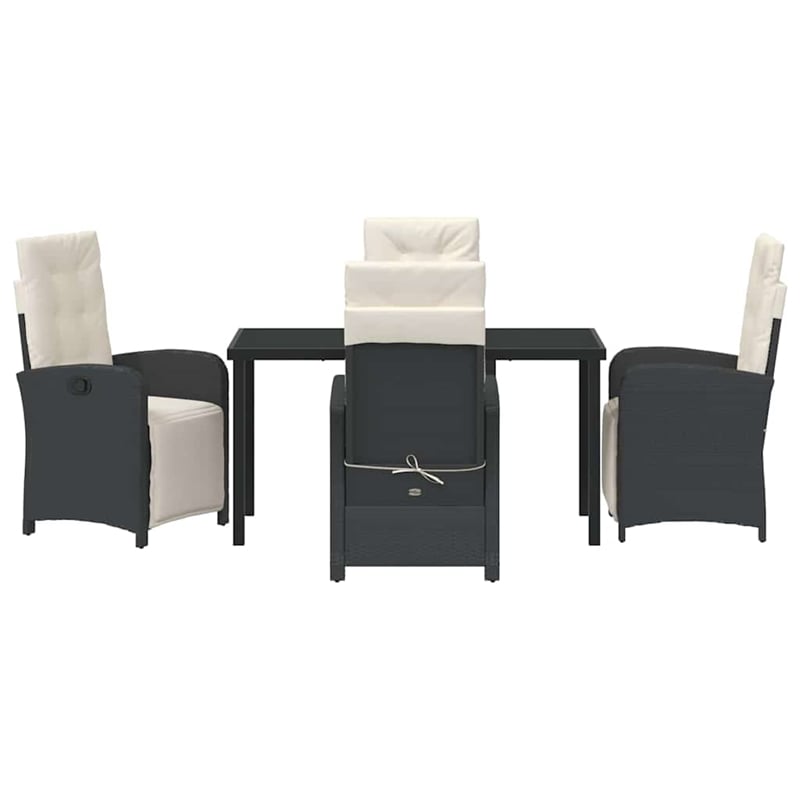 Afuera Living 5 Piece Poly Rattan Garden Dining Set with Cushions in Black