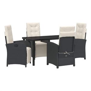 Afuera Living 5 Piece Poly Rattan Garden Dining Set with Cushions in Black