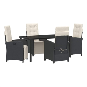 Afuera Living 5 Piece Poly Rattan Garden Dining Set with Cushions in Black