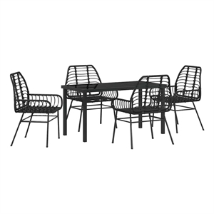 Afuera Living 5 Piece Poly Rattan Garden Dining Set in Black