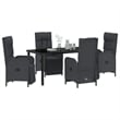 Afuera Living 5 Piece Poly Rattan Garden Dining Set with Cushions in Black