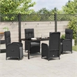 Afuera Living 5 Piece Poly Rattan Garden Dining Set with Cushions in Black