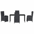 Afuera Living 5 Piece Poly Rattan Garden Dining Set with Cushions in Black