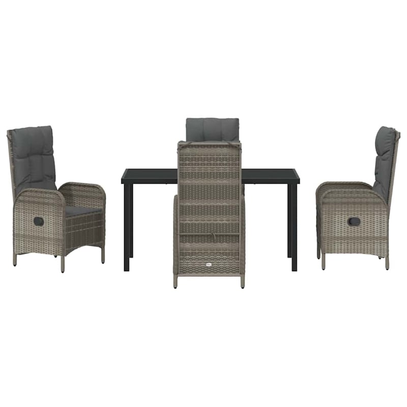 Afuera Living 5 Piece Poly Rattan Garden Dining Set with Cushions in Gray
