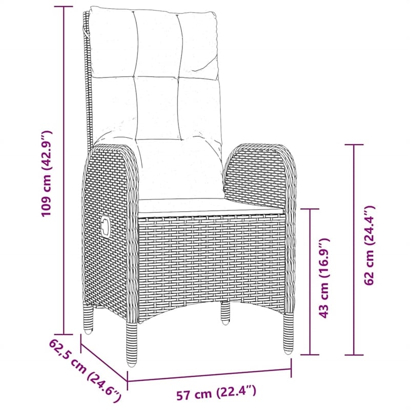 Afuera Living 5 Piece Poly Rattan Garden Dining Set with Cushions in Gray