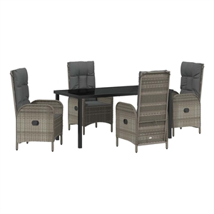 Afuera Living 5 Piece Poly Rattan Garden Dining Set with Cushions in Gray
