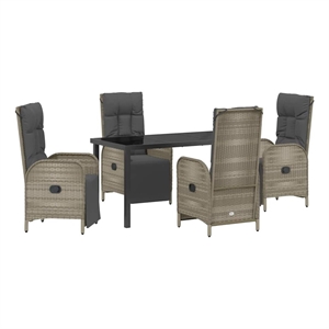 Afuera Living 5 Piece Poly Rattan Garden Dining Set with Cushions in Gray