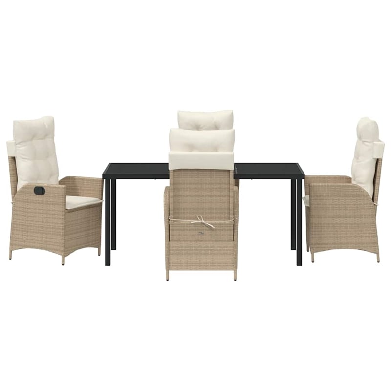 Afuera Living 5 Piece Poly Rattan Garden Dining Set with Cushions in Black