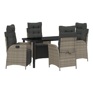 Afuera Living 5 Piece Poly Rattan Garden Dining Set with Cushions in Gray