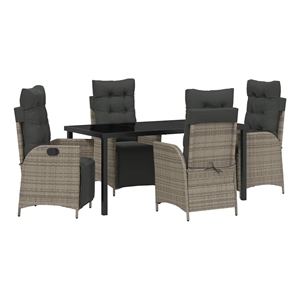 Afuera Living 5 Piece Poly Rattan Garden Dining Set with Cushions in Gray