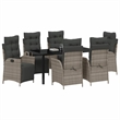 Afuera Living 7 Piece Poly Rattan Garden Dining Set with Cushions in Gray