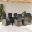 Afuera Living 7 Piece Poly Rattan Garden Dining Set with Cushions in Gray