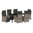 Afuera Living 7 Piece Poly Rattan Garden Dining Set with Cushions in Gray