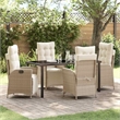 Afuera Living 5 Piece Poly Rattan Garden Dining Set with Cushions in Beige