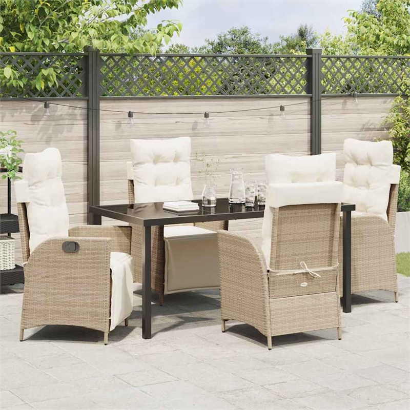 Afuera Living 5 Piece Poly Rattan Garden Dining Set with Cushions in Beige