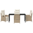 Afuera Living 5 Piece Poly Rattan Garden Dining Set with Cushions in Beige
