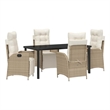 Afuera Living 5 Piece Poly Rattan Garden Dining Set with Cushions in Beige