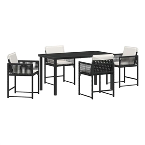 Afuera Living 5 Piece Poly Rattan Garden Dining Set in Black
